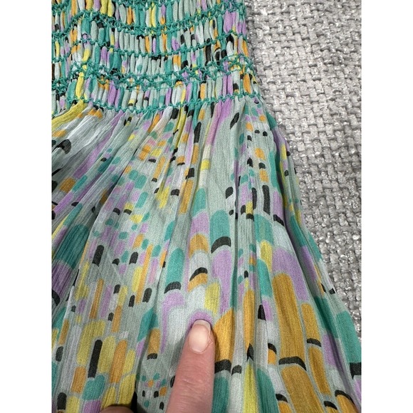 Vtg Y2K Anna Sui Anthropologie Dress Womens M Printed Silk Art Deco Read - Picture 11 of 16